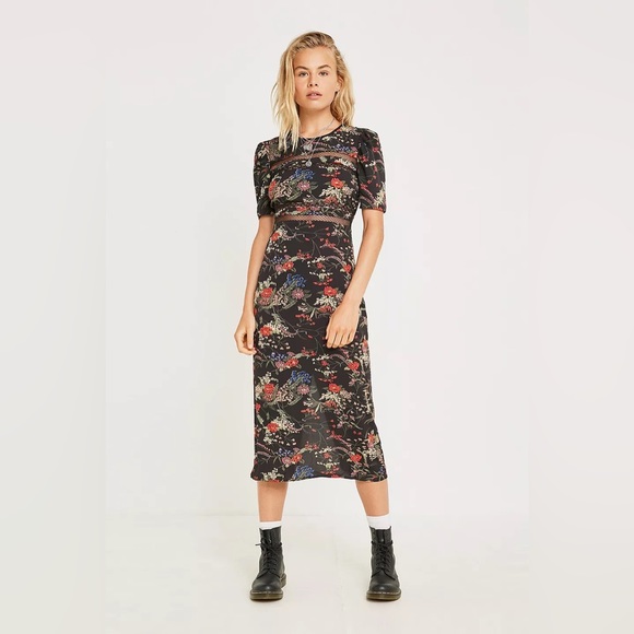 Urban Outfitters Dresses & Skirts - URBAN OUTFITTERS Emma Marie Midi Dress in Black Motif